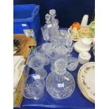 QUANTITY OF CUT GLASS TO INCLUDE DECANTERS ETC