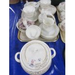 TRAY CONTAINING QUANTITY OF WHITE AND GILT PART DINNER SET