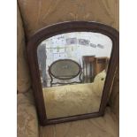 VINTAGE ARCH SHAPED WOODEN FRAMED MIRROR, WIDTH APPROX 38CM
