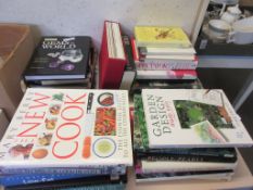 LARGE QUANTITY OF BOOKS TO INCLUDE GARDENING, RECIPE BOOKS ETC