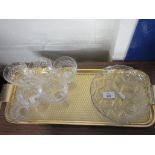 TRAY CONTAINING CUT GLASS WARE INCLUDING DISH AND GLASSES