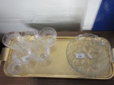 TRAY CONTAINING CUT GLASS WARE INCLUDING DISH AND GLASSES
