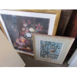 TWO FRAMED PRINTS, ONE OF A STILL LIFE, THE OTHER OF A PARIS SCENE