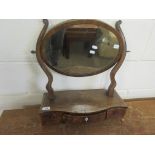 EDWARDIAN DRESSING TABLE OR TOILET MIRROR WITH THREE DRAWER BASE, WIDTH APPROX 46CM