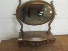 EDWARDIAN DRESSING TABLE OR TOILET MIRROR WITH THREE DRAWER BASE, WIDTH APPROX 46CM