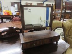 SMALL TABLE TOP MIRROR, WITH TWO DRAWERS BENEATH, WIDTH APPROX 48CM