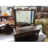 SMALL TABLE TOP MIRROR, WITH TWO DRAWERS BENEATH, WIDTH APPROX 48CM