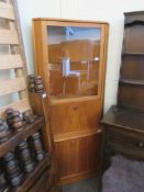 TEAK 1960S/1970S CORNER DISPLAY CABINET, 171CM HIGH