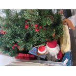 BOX OF CHRISTMAS DECORATIONS, FAKE TREE ETC