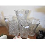GROUP OF GLASS WARE INCLUDING THOMAS WEBB VASE