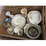 BOX OF MIXED CHINA WARES TO INCLUDE BALMORAL, WESLEY ETC