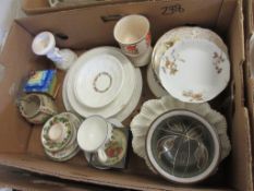 BOX OF MIXED CHINA WARES TO INCLUDE BALMORAL, WESLEY ETC