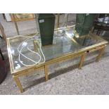GEOMETRIC DESIGN BRASS AND GLASS COFFEE TABLE, LENGTH APPROX 106CM