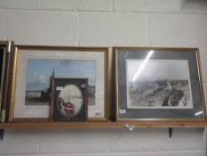 TWO SHIPPING SCENE PRINTS, ONE ENTITLED “SOUTH DENES 1957 TO 1985”, LARGEST 59CM WIDE PLUS A