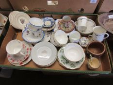 BOX OF MIXED CHINA TO INCLUDE STAFFORDSHIRE AND VARIOUS OTHERS ETC