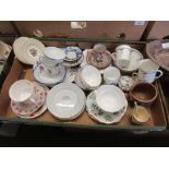 BOX OF MIXED CHINA TO INCLUDE STAFFORDSHIRE AND VARIOUS OTHERS ETC