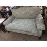 LOW BACKED UPHOLSTERED SOFA, PROBABLY 19TH CENTURY FRAME, APPROX 160CM