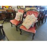 PAIR OF LATE VICTORIAN PINK UPHOLSTERED CHAIRS, 57CM WIDE