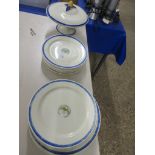 QUANTITY OF WHITE GROUND AND BLUE RIMMED PART DINNER WARES