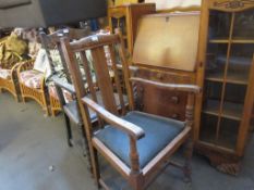 TWO EARLY 20TH CENTURY CHAIRS, ONE WITH BARLEY TWIST LEGS