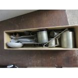 BOX CONTAINING MIXED MEASURING DEVICES, THIMBLES ETC