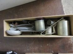 BOX CONTAINING MIXED MEASURING DEVICES, THIMBLES ETC