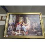 LARGE GILT FRAMED MODERN PRINT, WIDTH INC FRAME 84CM APPROX