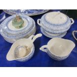 QUANTITY OF JOHN MADDOCK & SONS BLUE AND WHITE GILT EDGED PART DINNER SET