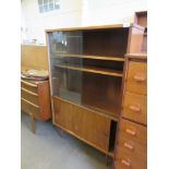 CIRCA 1960S/1970S TEAK DISPLAY CABINET WITH LOWER DRAWERS, ON TAPERING FEET, 84CM WIDE