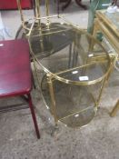 BRASS AND GLASS TEA TROLLEY, APPROX 60CM