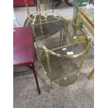 BRASS AND GLASS TEA TROLLEY, APPROX 60CM