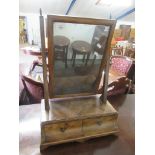 SMALL TABLE TOP MIRROR, WITH TWO DRAWERS BENEATH, WIDTH APPROX 38CM