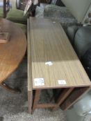 FOLDING TEAK EFFECT 1960S/70S TABLE, WIDTH APPROX 75CM