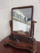 19TH CENTURY BUN FOOT TOILET OR DRESSING TABLE MIRROR, APPROX 52CM WIDE