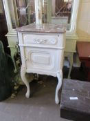 VINTAGE STYLE MARBLE TOP SIDE UNIT/BEDSIDE CABINET, 80CM HIGH