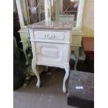 VINTAGE STYLE MARBLE TOP SIDE UNIT/BEDSIDE CABINET, 80CM HIGH