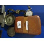 MIXED LOT TO INCLUDE HIP FLASK, LADIES WATCH, COMPASS ETC