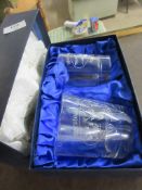 PAIR OF WORSTEAD PARK 2000-2001 ENGRAVED GLASSES IN PRESENTATION BOX