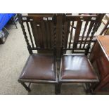 PAIR OF BARLEY TWIST DINING CHAIRS, HEIGHT APPROX 106CM