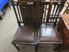 PAIR OF BARLEY TWIST DINING CHAIRS, HEIGHT APPROX 106CM