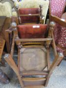 SET OF FOUR LEATHER UPHOLSTERED DINING CHAIRS, EACH HEIGHT APPROX 90CM