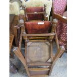 SET OF FOUR LEATHER UPHOLSTERED DINING CHAIRS, EACH HEIGHT APPROX 90CM