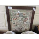 VINTAGE WOODEN FRAMED SAMPLER, 35CM WIDE