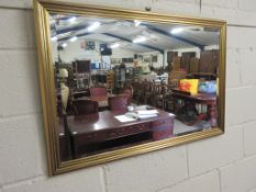 GOOD QUALITY RECTANGULAR OVERMANTEL MIRROR, WIDTH APPROX 94CM