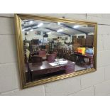 GOOD QUALITY RECTANGULAR OVERMANTEL MIRROR, WIDTH APPROX 94CM