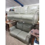 COTTAGE LEATHER SUITE COMPRISING THREE SEATER SOFA AND TWO SEATER SOFA, THREE SEATER APPROX 215CM