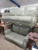 COTTAGE LEATHER SUITE COMPRISING THREE SEATER SOFA AND TWO SEATER SOFA, THREE SEATER APPROX 215CM