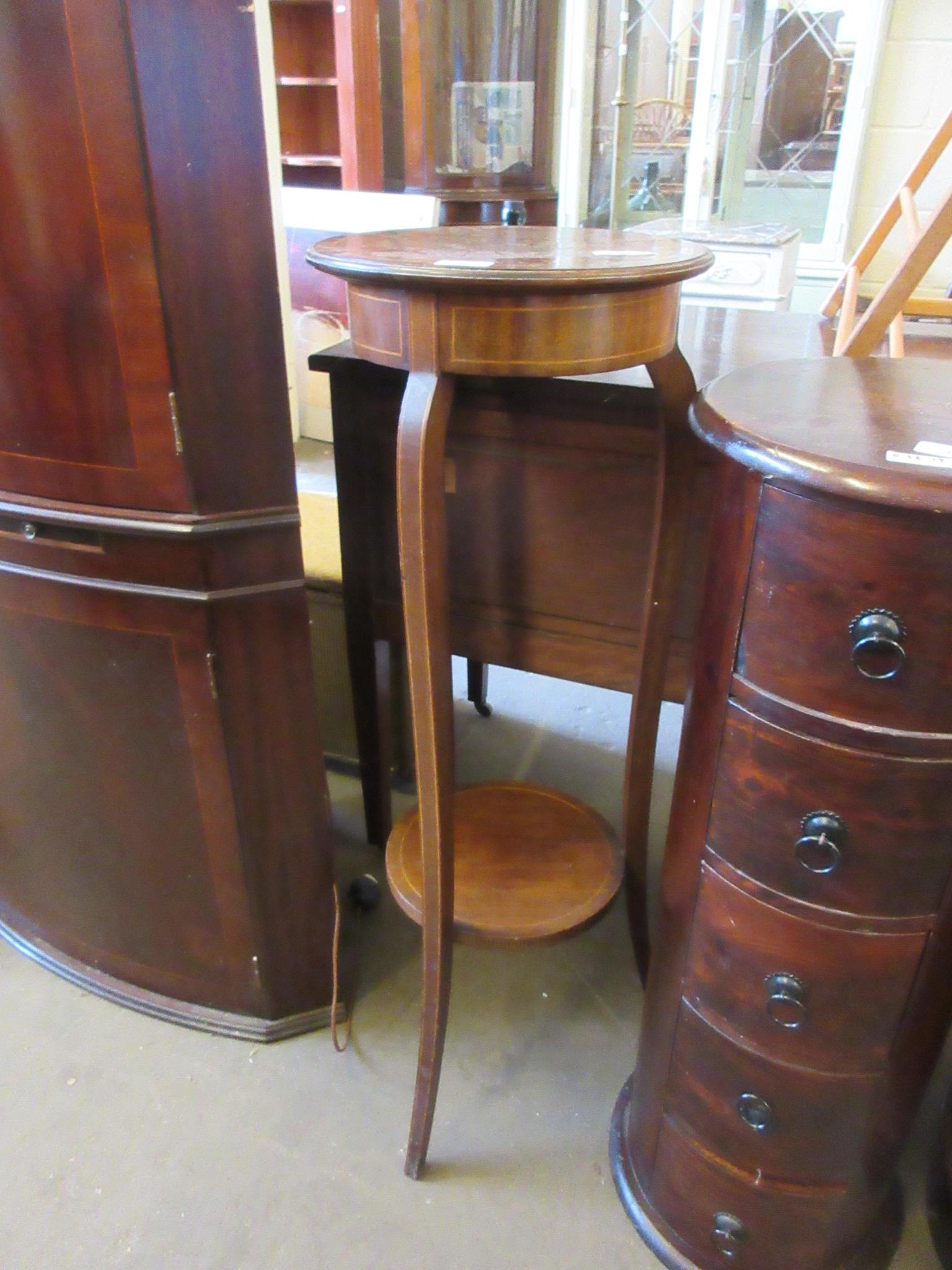 EARLY 20TH CENTURY INLAID PLANT STAND, 94CM HIGH