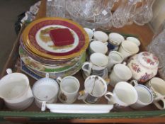 TRAY CONTAINING CERAMIC PLATES, MUGS ETC