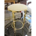 SMALL UPHOLSTERED BRASS STOOL, DIAM APPROX 30CM